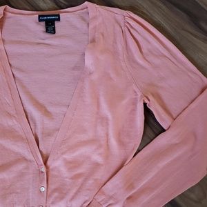 Club Monaco light pink cardigan ruffle bottom
